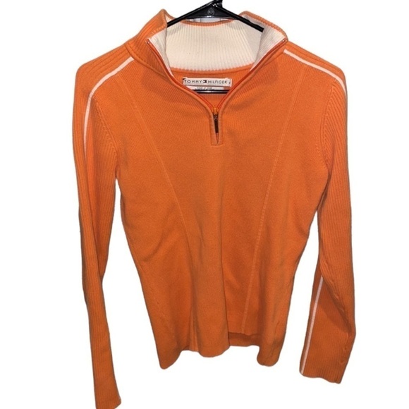 Tommy Hilfiger Tops - 5 for 35$ Tommy Hilfger Vintage Long Sleeve collared orange white Sweater
